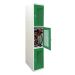  Folding Bike Lockers - 2150Hx450Wx650Dmm - Perforated Doors - 3 Compartments - Green Doors 