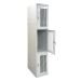  Folding Bike Lockers - 2150Hx450Wx650Dmm - Perforated Doors - 3 Compartments - Light Grey Doors 