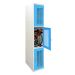  Folding Bike Lockers - 2150Hx450Wx650Dmm - Perforated Doors - 3 Compartments - Light Blue Doors 