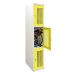  Folding Bike Lockers - 2150Hx450Wx650Dmm - Perforated Doors - 3 Compartments - Yellow Doors 