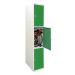  Folding Bike Lockers - 2150Hx450Wx650Dmm - Solid Doors - 3 Compartments - Green Doors 