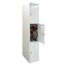  Folding Bike Lockers - 2150Hx450Wx650Dmm - Solid Doors - 3 Compartments - Light Grey Doors 