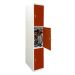  Folding Bike Lockers - 2150Hx450Wx650Dmm - Solid Doors - 3 Compartments - Red Doors 