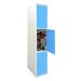  Folding Bike Lockers - 2150Hx450Wx650Dmm - Solid Doors - 3 Compartments - Light Blue Doors 