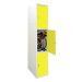  Folding Bike Lockers - 2150Hx450Wx650Dmm - Solid Doors - 3 Compartments - Yellow Doors 