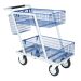 Premium Mailroom Trolley - 540x1180x980mm (basket size - 780x480x200mm) - light grey and blue